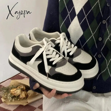 Xajzpa - Sneakers Grey White Canvas Women’s Sports Shoes Summer New Platform Flat Lolita